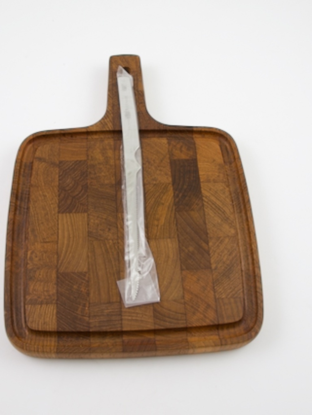 Vintage Digsmed Danmark Denmark 409 Teak End Grain Cheese Board & Magnetic Knife
